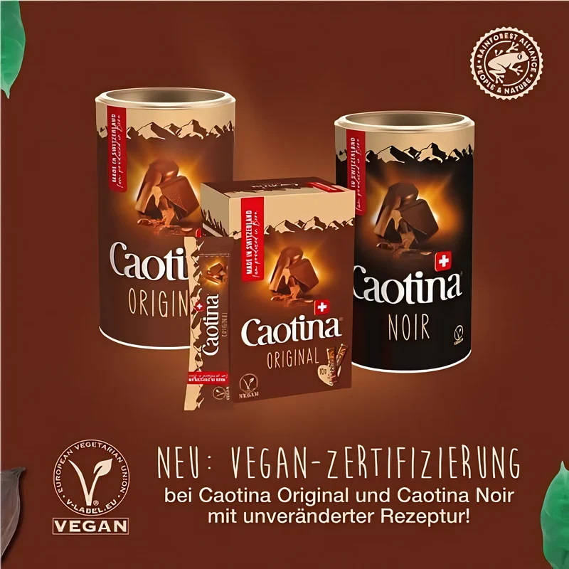 Caotina Noir dunkle Trinkschokolade - Kakao-Pulver 45% Kakaoanteil und dunkler Schweizer Schokolade - 500g
