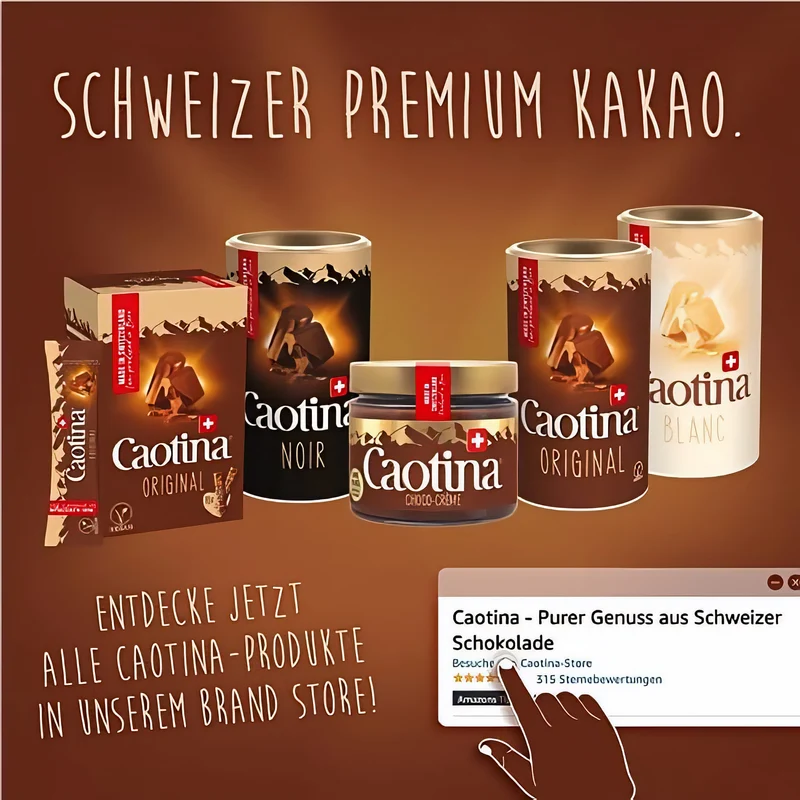 Caotina Noir dunkle Trinkschokolade - Kakao-Pulver 45% Kakaoanteil und dunkler Schweizer Schokolade - 500g
