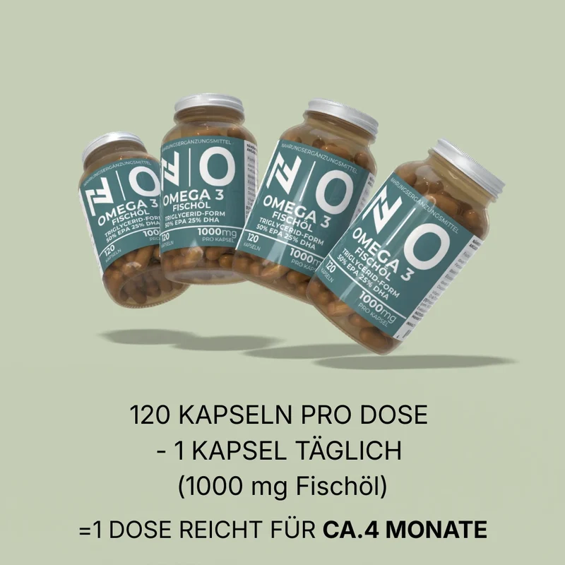 Omega-3 Fischöl Kapseln 1000 mg – 500 EPA / 250 DHA – TG-Form
