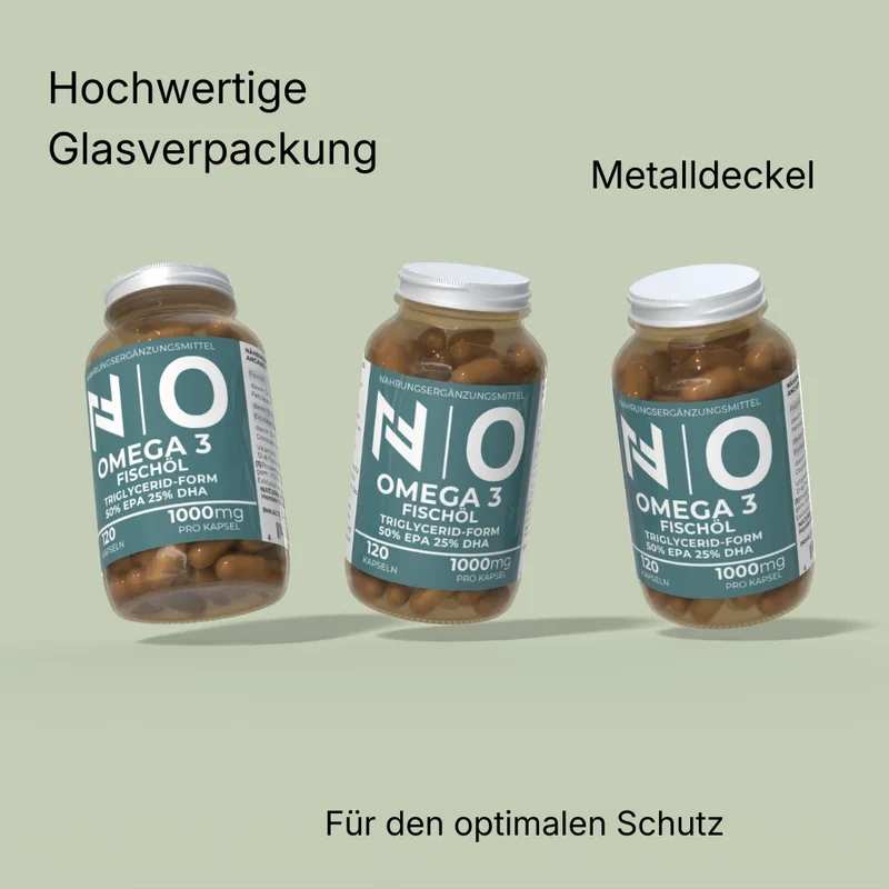 Omega-3 Fischöl Kapseln 1000 mg – 500 EPA / 250 DHA – TG-Form