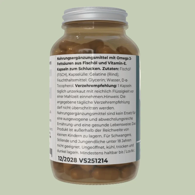Omega-3 Fischöl Kapseln 1000 mg – 500 EPA / 250 DHA – TG-Form