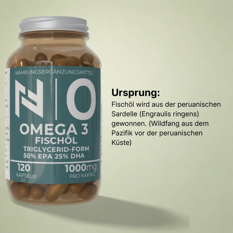 Omega-3 Fischöl Kapseln 1000 mg – 500 EPA / 250 DHA – TG-Form