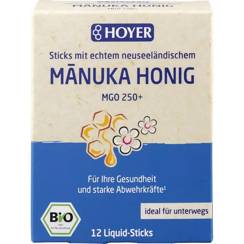 HOYER Manuka Honig Liquid-Sticks MGO 250+,(12 Sicks) 96g