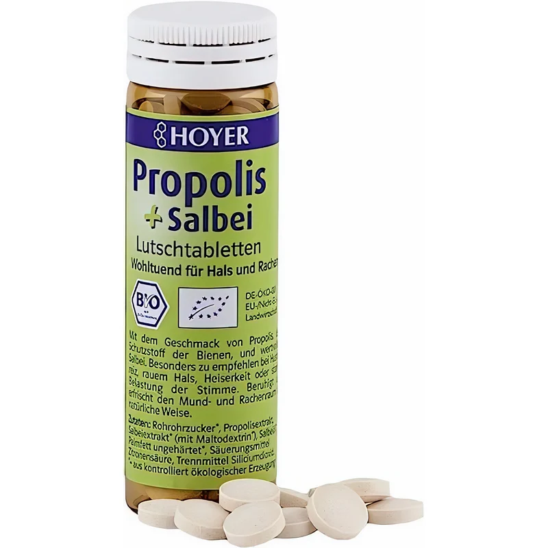 Hoyer Propolis & Salbei Lutschtabletten Bio, 60 Tabs (30g) 1er