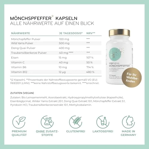 Mönchspfeffer Komplex 100 mg vegan – 120 Kapseln - 45,2g Dose