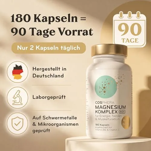 COSPHERA® Magnesium Komplex 400 mg 6-in-1 Formel - 180 Kapseln