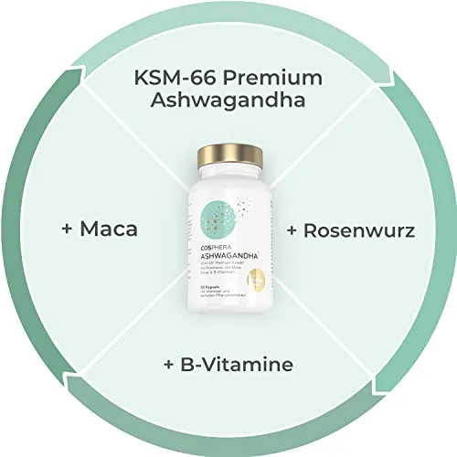 Cosphera Ashwagandha Kapseln 500 mg vegan – 90 Kapseln, 76g Dose