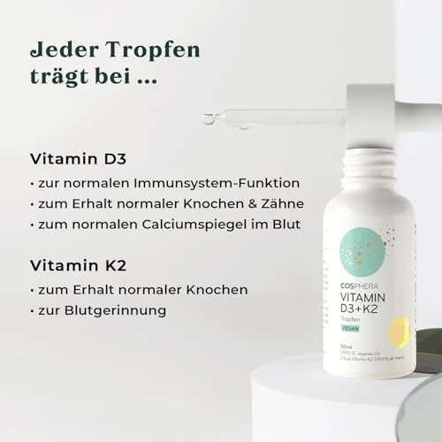 Cosphera Vitamin D3 + K2 Drops Tropfen vegan - 50 ml Liquid