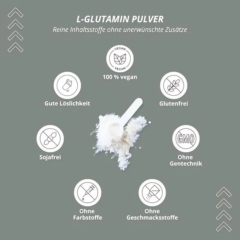 Nutri+ L-Glutamin Pulver Vegan - Neutral & hochdosiert ohne Zusatzstoffe - ab 500g