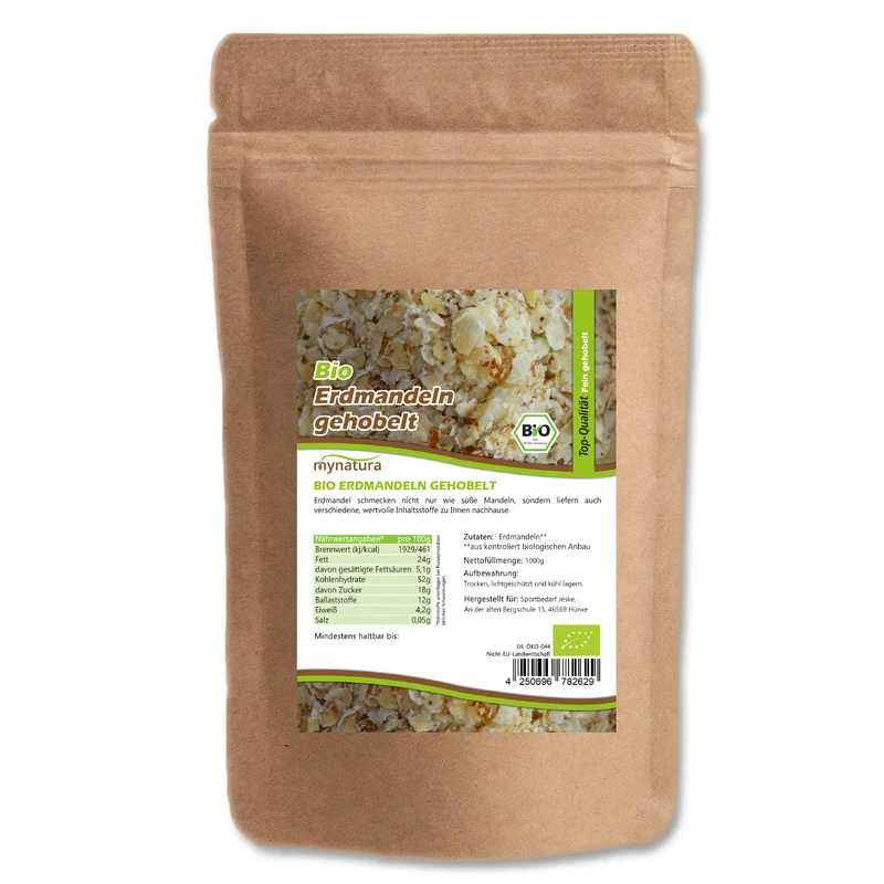 Mynatura gehobelte Erdmandeln Bio – 1kg Beutel