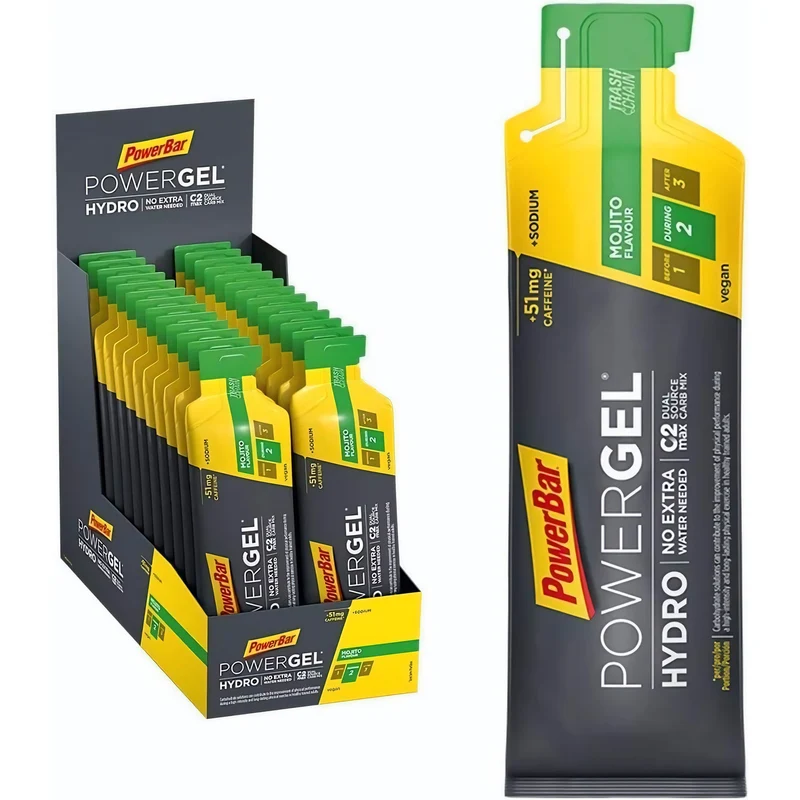 PowerBar PowerGel Hydro 24x67ml - High Carb Energie Gel + C2MAX + Natrium + 51mg Koffein