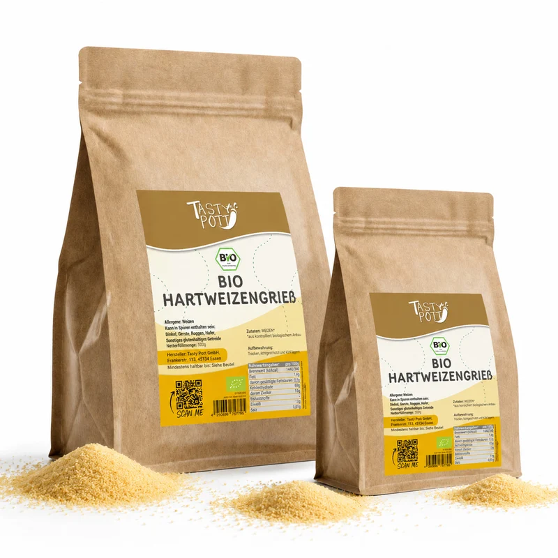 Tasty Pott Bio Hartweizengrieß - im Beutel