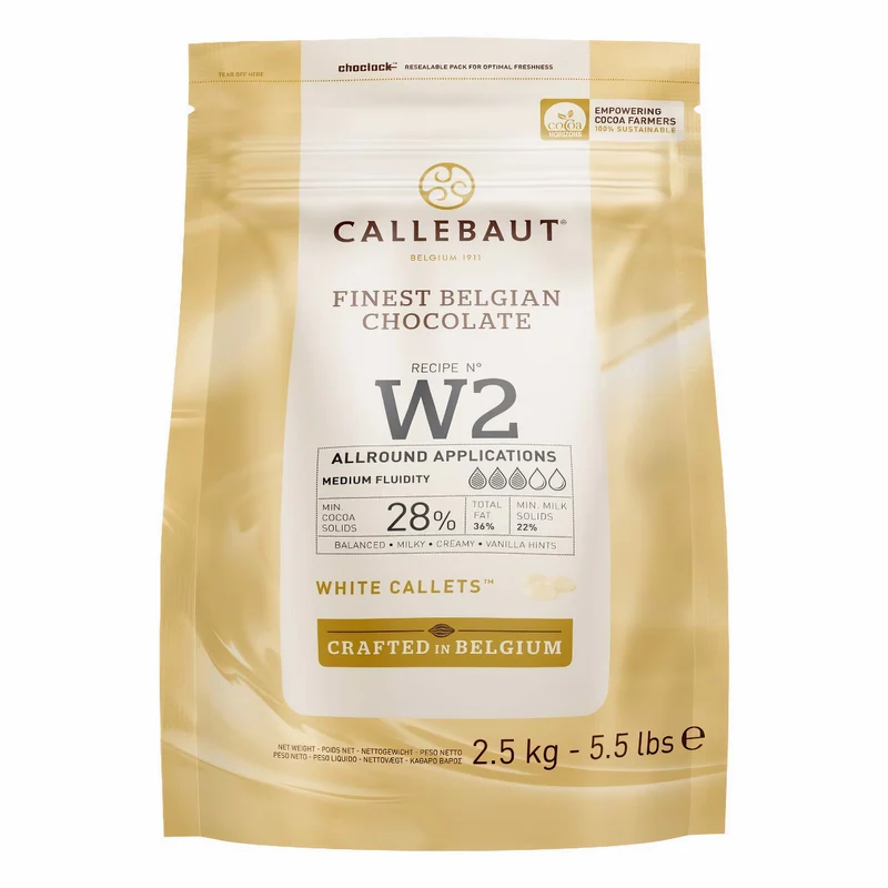 Callebaut W2 Kuvertüre Callets weiße Schokolade 28% Kakao