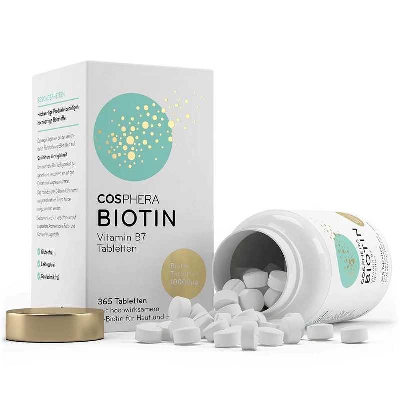 Cosphera - Biotin Hochdosiert 10.000 mcg D-Biotin - 365 vegane Tabletten