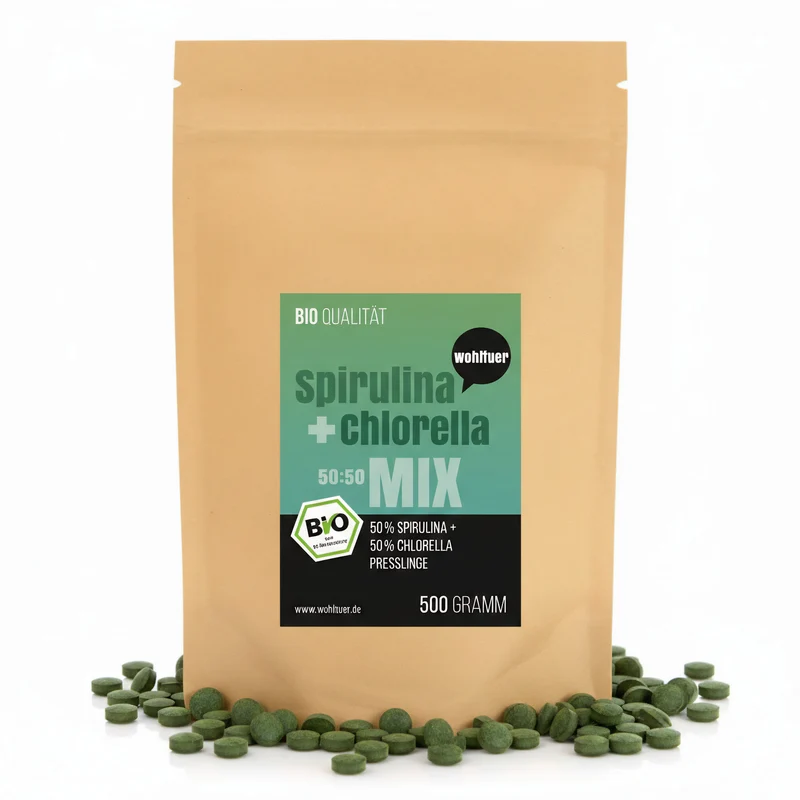 Wohltuer Spirulina + Chlorella Bio Algen Mix Tabletten - 500g
