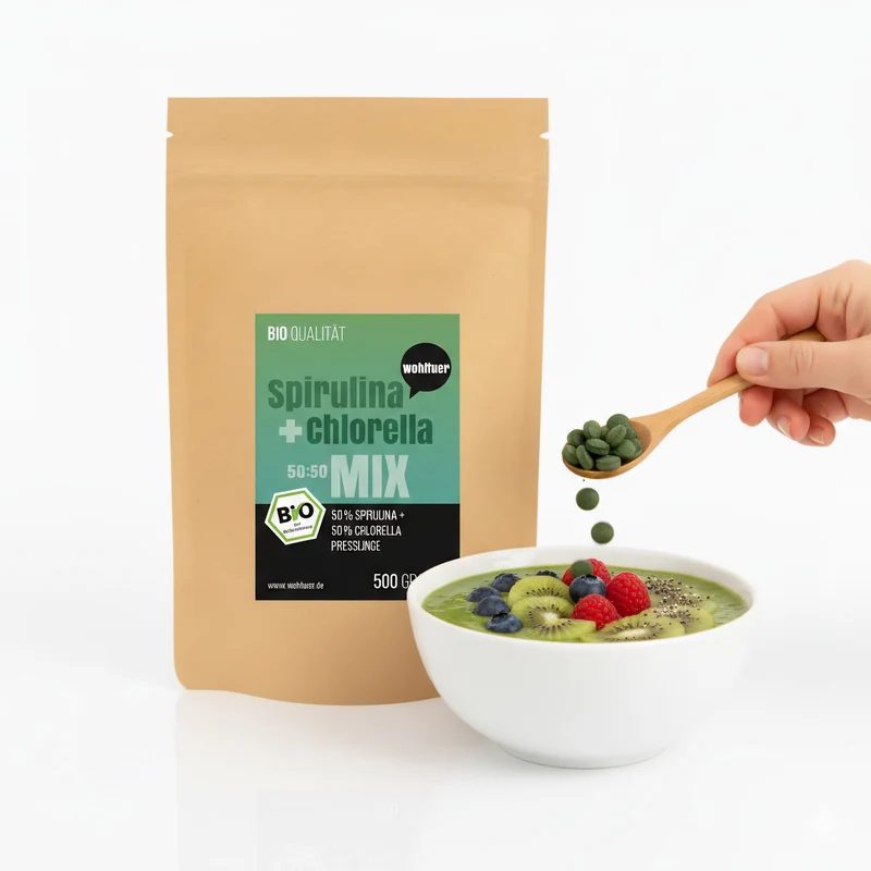 Wohltuer Spirulina + Chlorella Bio Algen Mix Tabletten - 500g