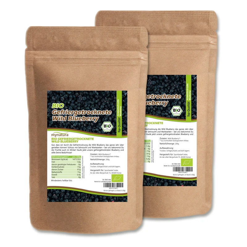 Mynatura Gefriergetrocknete Wildheidelbeeren – (200g)