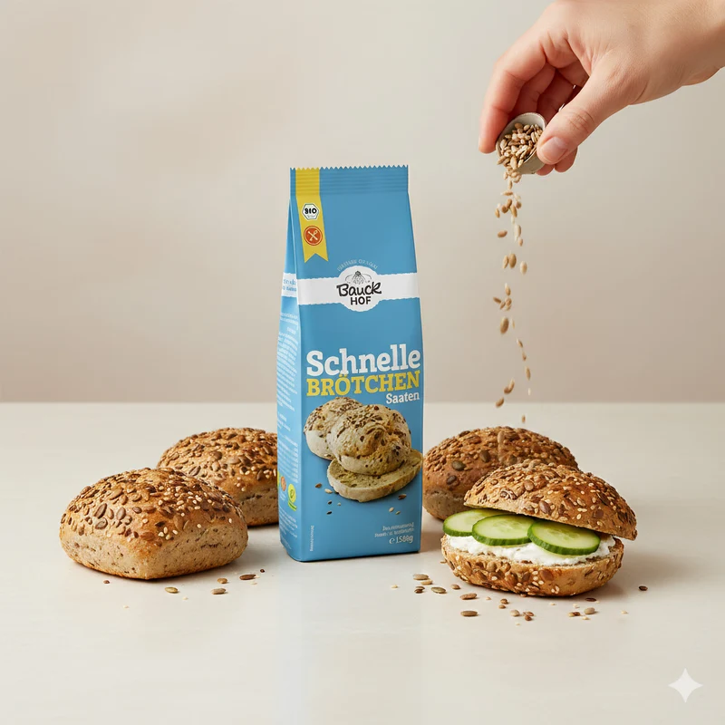 Bauckhof Bio Schnelle Brötchen Saaten glutenfrei - 500g