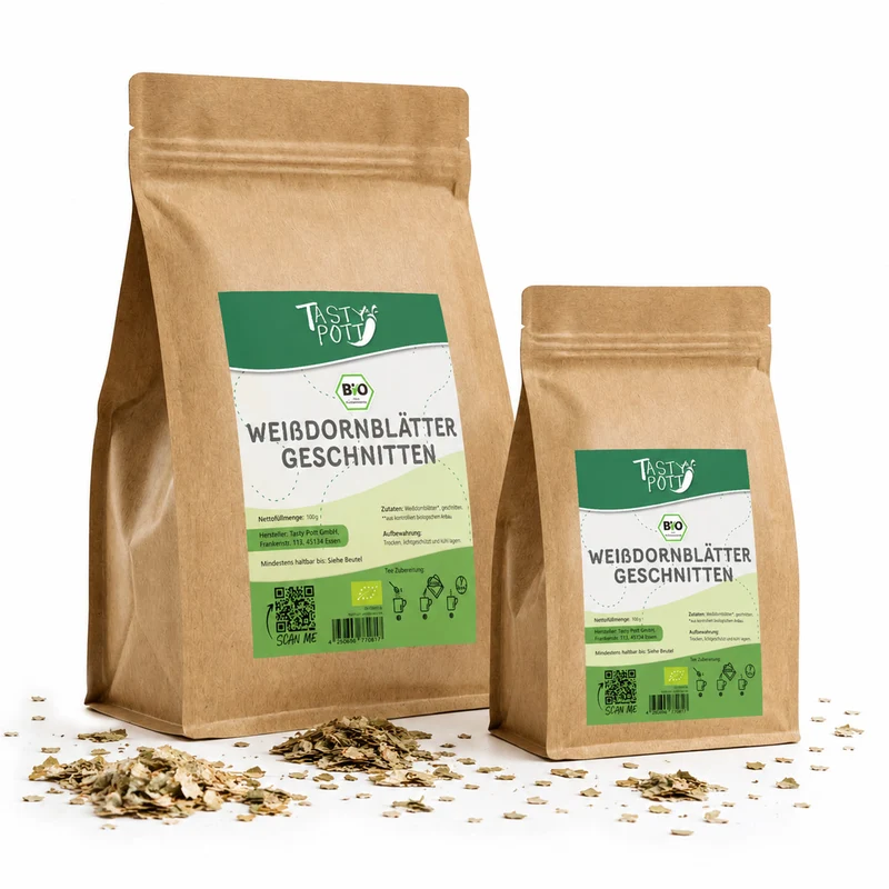 Tasty Pott Bio Weißdornblätter mit Blüten geschnitten - im Beutel
