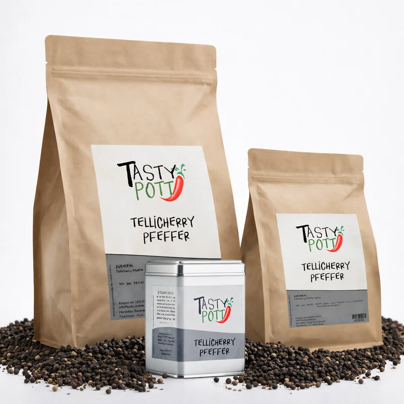 Tasty Pott Tellicherry Pfeffer , schwarz, ganz - im Beutel