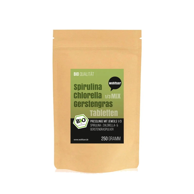 Wohltuer Spirulina Chlorella Gerstengras Mischung - 250g