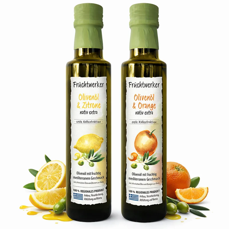 Fruchtwerker Olivenöl + Zitrone 250ml und Olivenöl + Orange 250ml Set