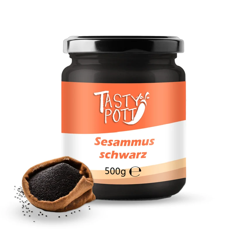 Tasty Pott Sesammus schwarz - schwarzes Tahin - 500g Glas