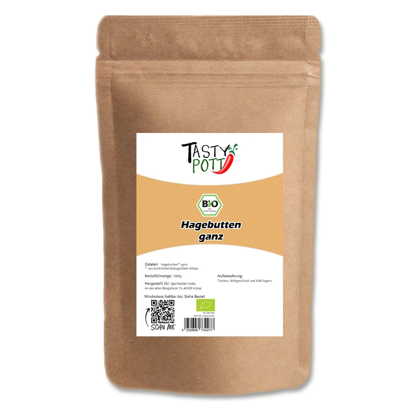 Tasty Pott Bio Hagebutten ganz & getrocknet - 1kg Beutel