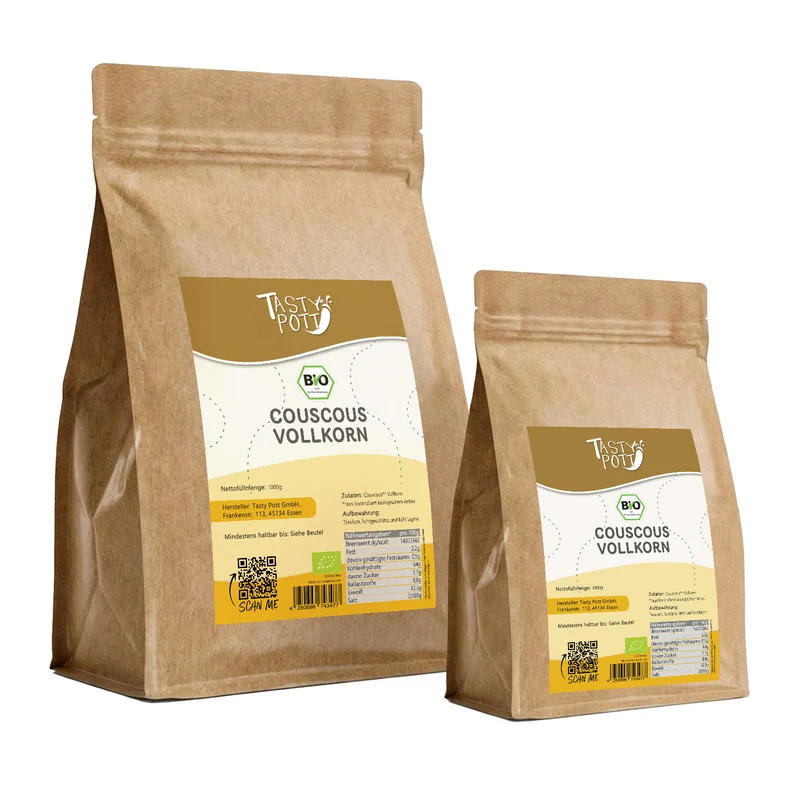 Tasty Pott Bio Vollkorn Couscous - 1kg Beutel