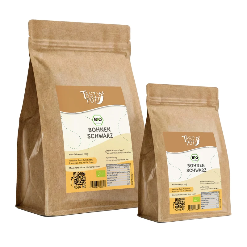 Tasty Pott Bio Bohnen schwarz - 1kg - im Beutel