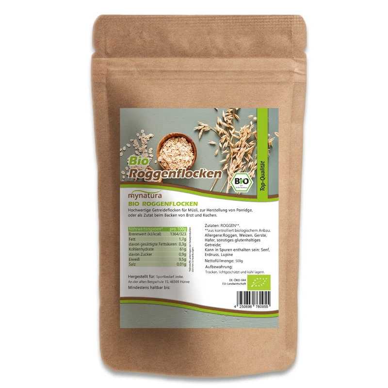 Mynatura Bio Roggenflocken – 500g Beutel