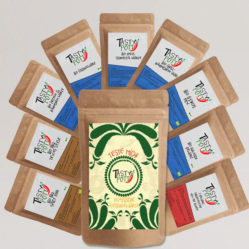 Tasty Pott Klassische Fleischgewürze Set - 9x 30g Probiergrößen