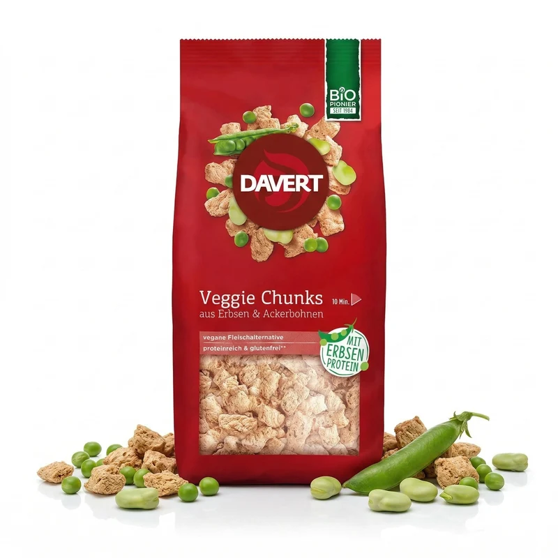 Davert Veggie Chunks mit Erbsenprotein 100g