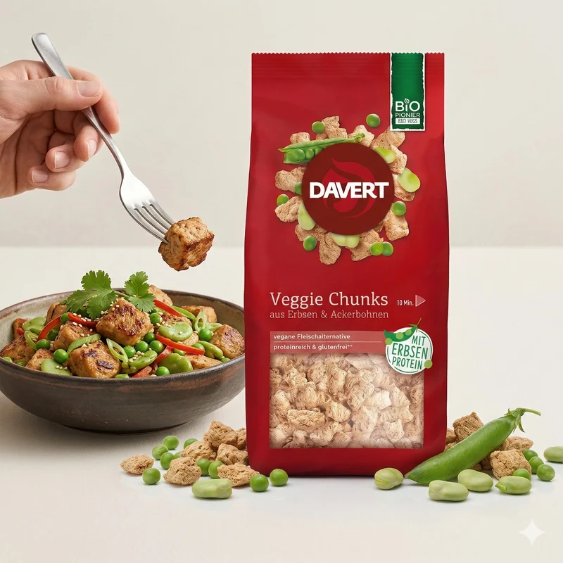 Davert Veggie Chunks mit Erbsenprotein 100g