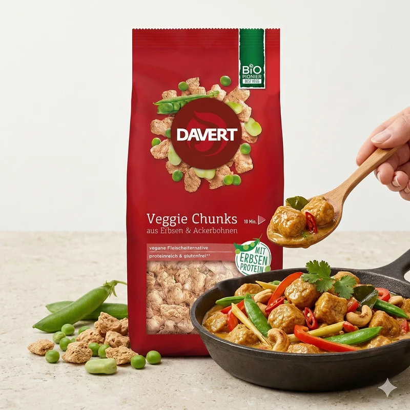 Davert Veggie Chunks mit Erbsenprotein 100g