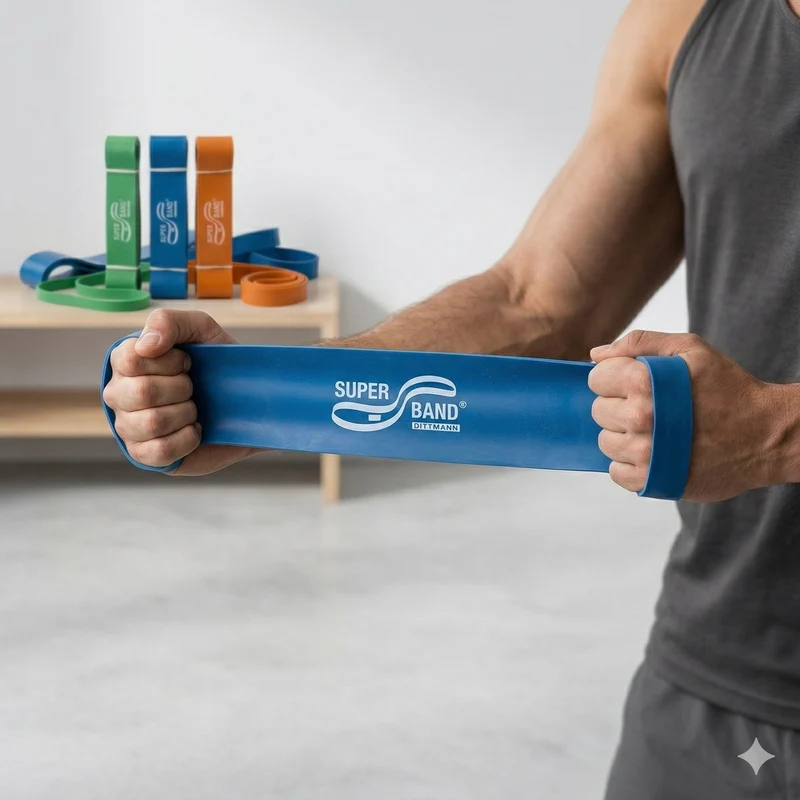 Dittmann Gymnastikband SUPERBAND - 3er Kombi - Grün, Blau, Orange