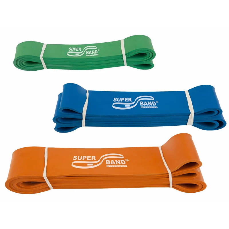 Dittmann Gymnastikband SUPERBAND - 3er Kombi - Grün, Blau, Orange