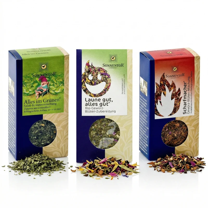 Sonnentor - 3er Set Gewürze - Scharfmacher (30g) Alles im Grünen (15g) Laune gut alles gut (15g)