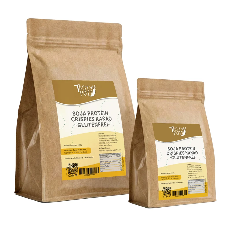 Tasty Pott Protein Soja Kakao Crispies 77% - im Beutel
