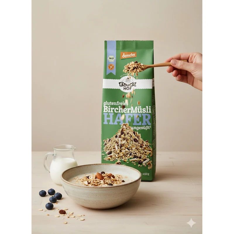 Bauckhof Bio Hafer Bircher Müsli - glutenfrei, Demeter - 425g