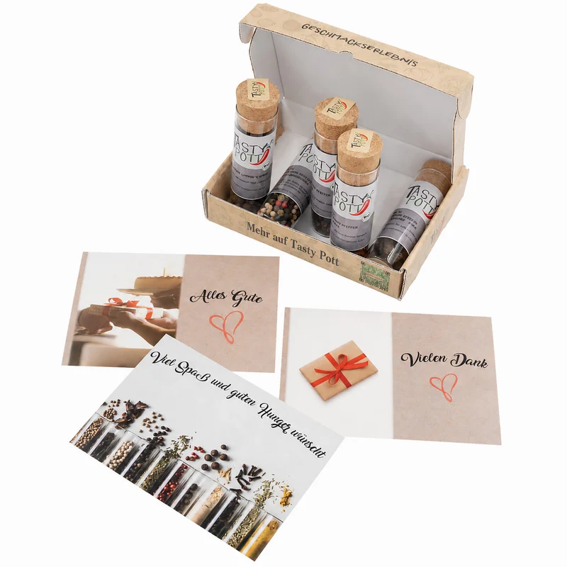 Tasty Pott Dank Box "Alles Gute" - Jeweils 5 Gewürze wählbar + Karte