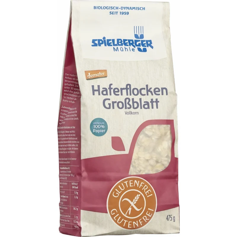 Spielberger Bio Glutenfreie Haferflocken Großblatt demeter - 475g