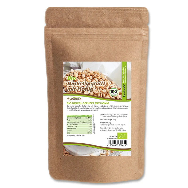 Mynatura Bio Dinkel gepufft mit Honig – 400g Beutel