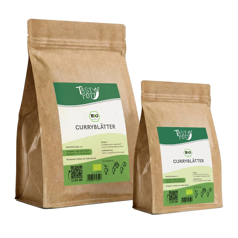 Tasty Pott Bio Curryblätter ganz & getrocknet - 60g im Beutel