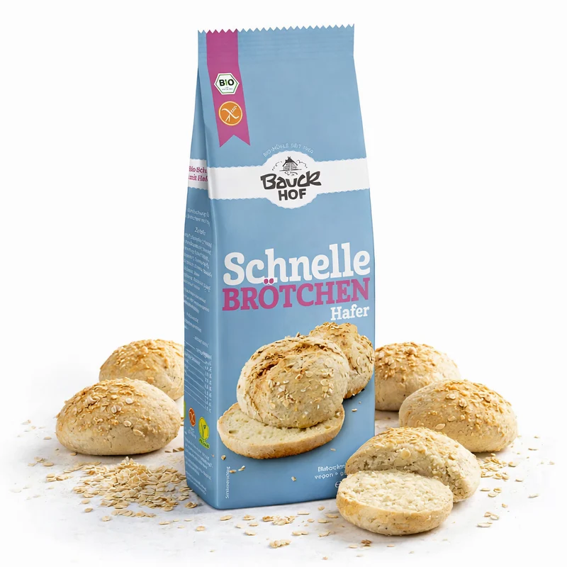 Bauckhof Schnelle Brötchen Hafer - Bio Backmischung - glutenfrei (6x 500g)