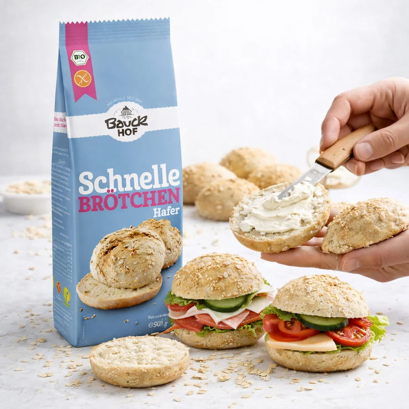 Bauckhof Schnelle Brötchen Hafer - Bio Backmischung - glutenfrei (6x 500g)