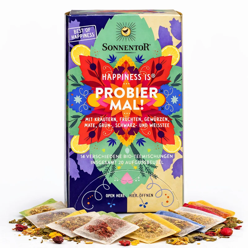 Sonnentor Bio Tee Probier mal! Happiness is - 3x32g