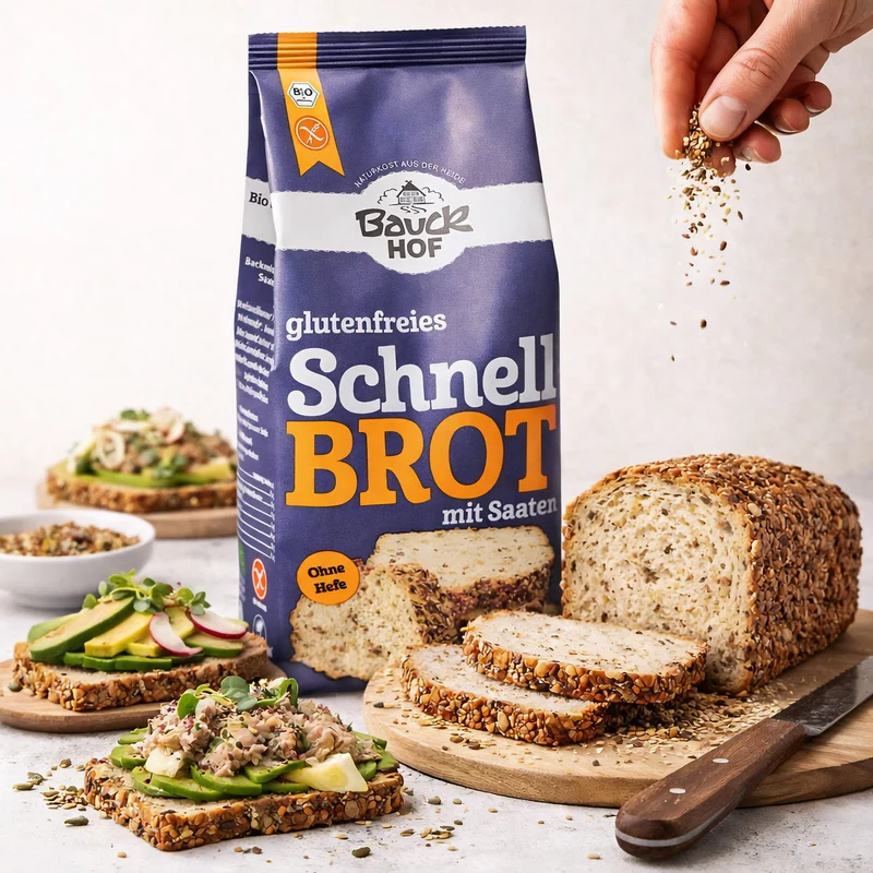 Bauckhof Bio Schnellbrot Backmischung - glutenfrei (6x 500g)