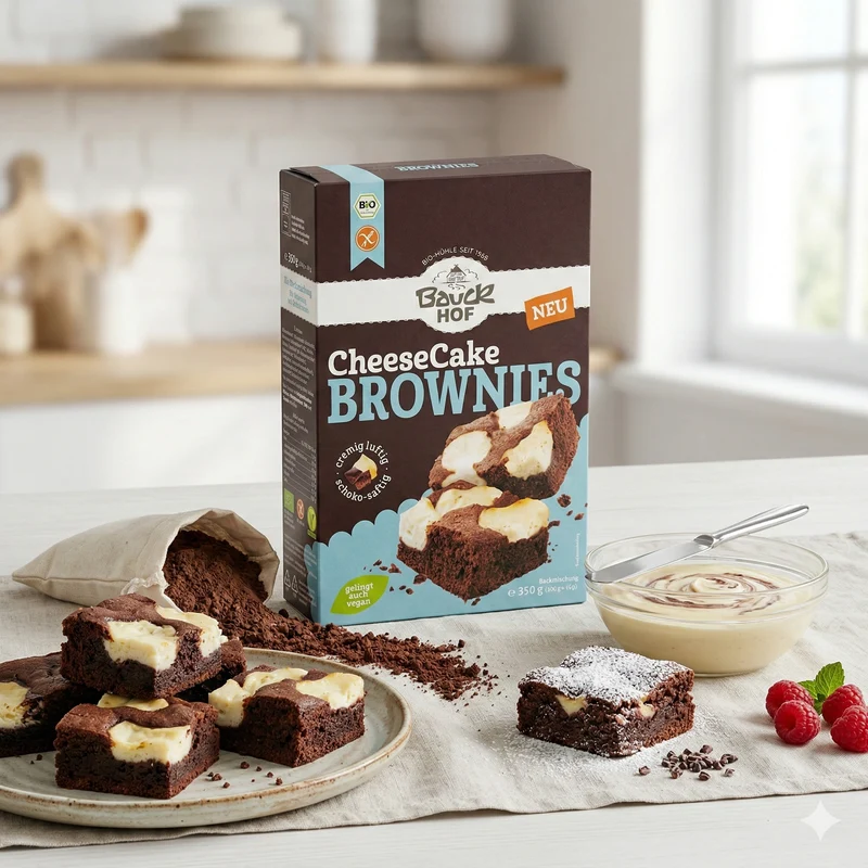 Bauckhof Bio Cheesecake-Brownies - Backmischung - glutenfrei ab 350g