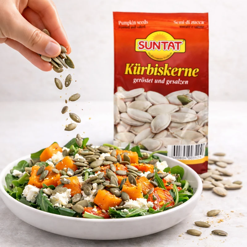SUNTAT Kürbiskerne ungeschält geröstet & gesalzen (4x 200 g Packung)